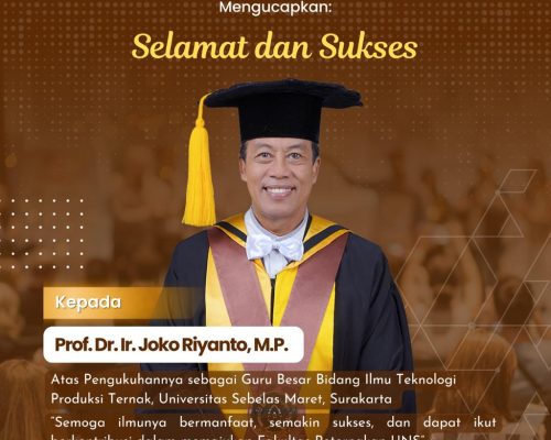 Pengukuhan Prof. Dr. Ir. Joko Riyanto, M.P. sebagai Guru Besar Bidang Ilmu Teknologi Produksi Ternak
